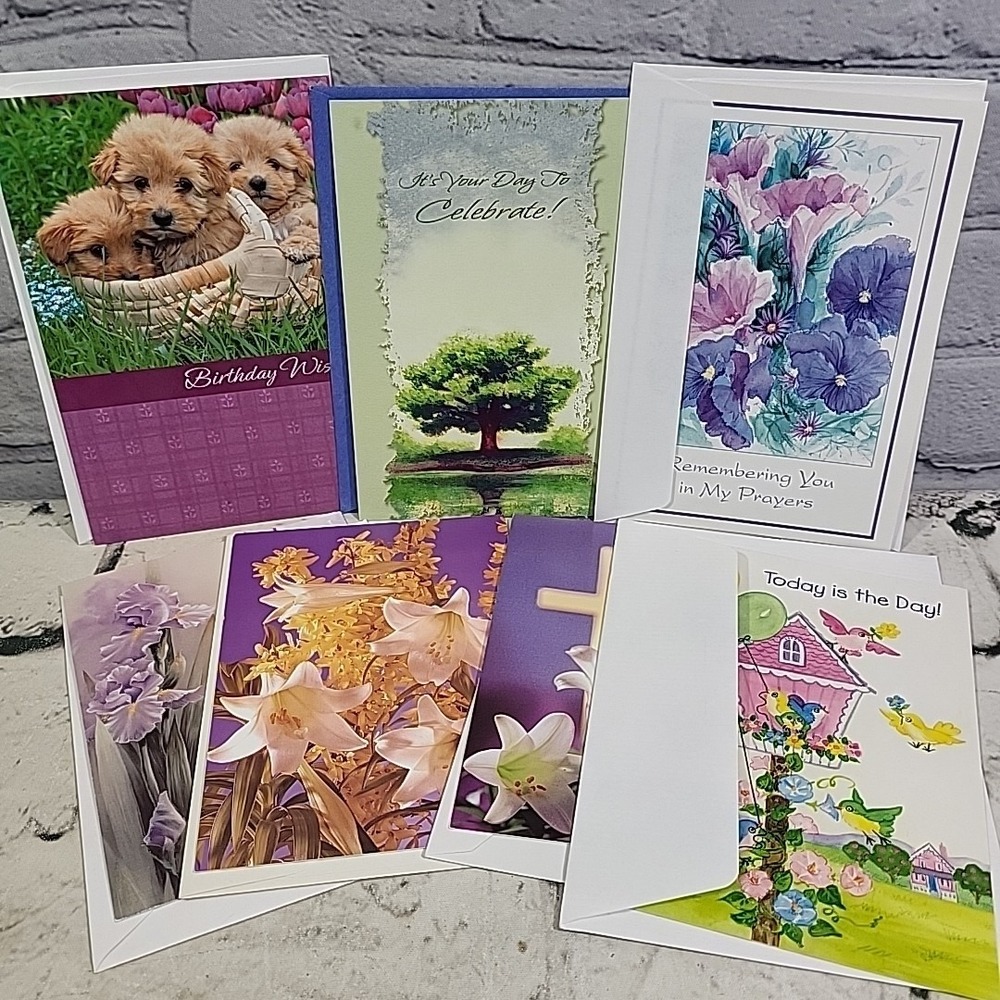 Assorted Greeting Cards Easter Birthday‎ Christian Lot Of 7 With Envelopes